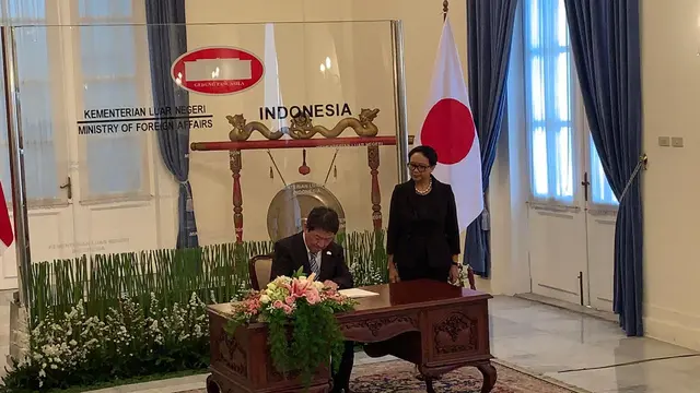 Pertemuan bilateral antara Menlu RI Retno Marsudi dengan Menlu Jepang Toshimitsu Motegi di Gedung Pancasila, 10 Januari 2020.