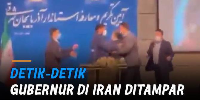 VIDEO: Detik-Detik Gubernur di Iran Ditampar Saat Tengah Pidato