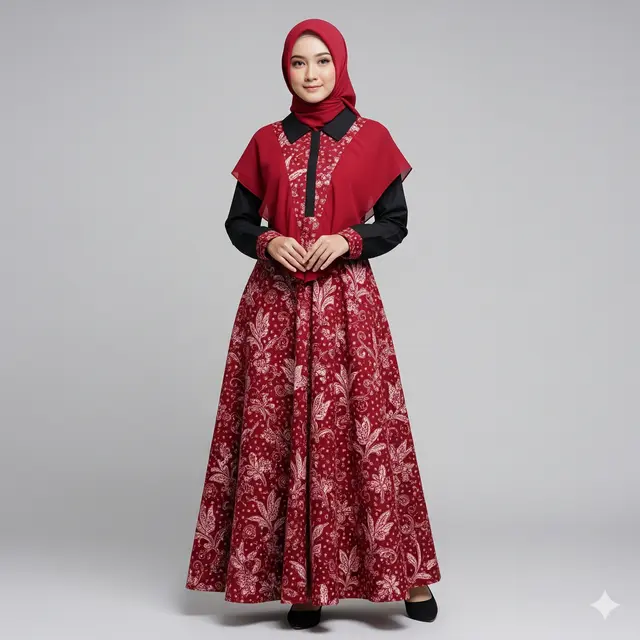 Model Dress Batik Wanita Muslim Syar’i Terbaru 2025. Gemini
