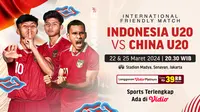 Timnas Indonesia U20 vs China U20, 22&25 Maret 2024. (Sumber: Vidio.com)