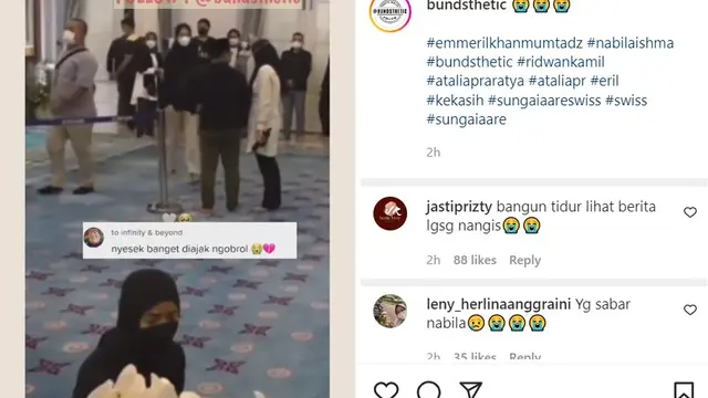 Unggahan tentang Nabila di tempat persemayaman jenazah Eril. (Tangkapan layar Instagram/ bundsthetic)