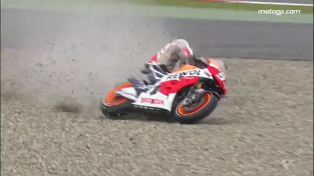 Video kompilasi Marc Marquez pebalap MotoGP dari tim Repsol Honda saat berhasil selamat dari kecelakaan di lintasan MotoGP seperti di Assen, Belanda.