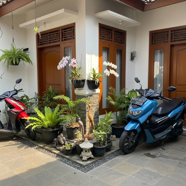 Desain Teras Rumah Sempit Tapi Tetap Muat 2 Motor
