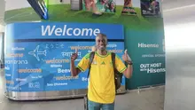 Seorang suporter Afrika Selatan hadir langsung di Piala Dunia 2026. (Bola.com/Hery Kurniawan)