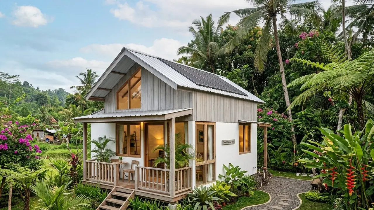 Desain Rumah Kecil Semi Kayu yang Hemat Biaya Namun Tetap Menawan