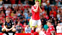 Josh Windass dari Wrexham bereaksi di akhir pertandingan EFL Championship antara Wrexham dan Middlesbrough, di Wrexham, Wales, Sabtu 2 Mei 2026. (Cody Froggatt/PA via AP)