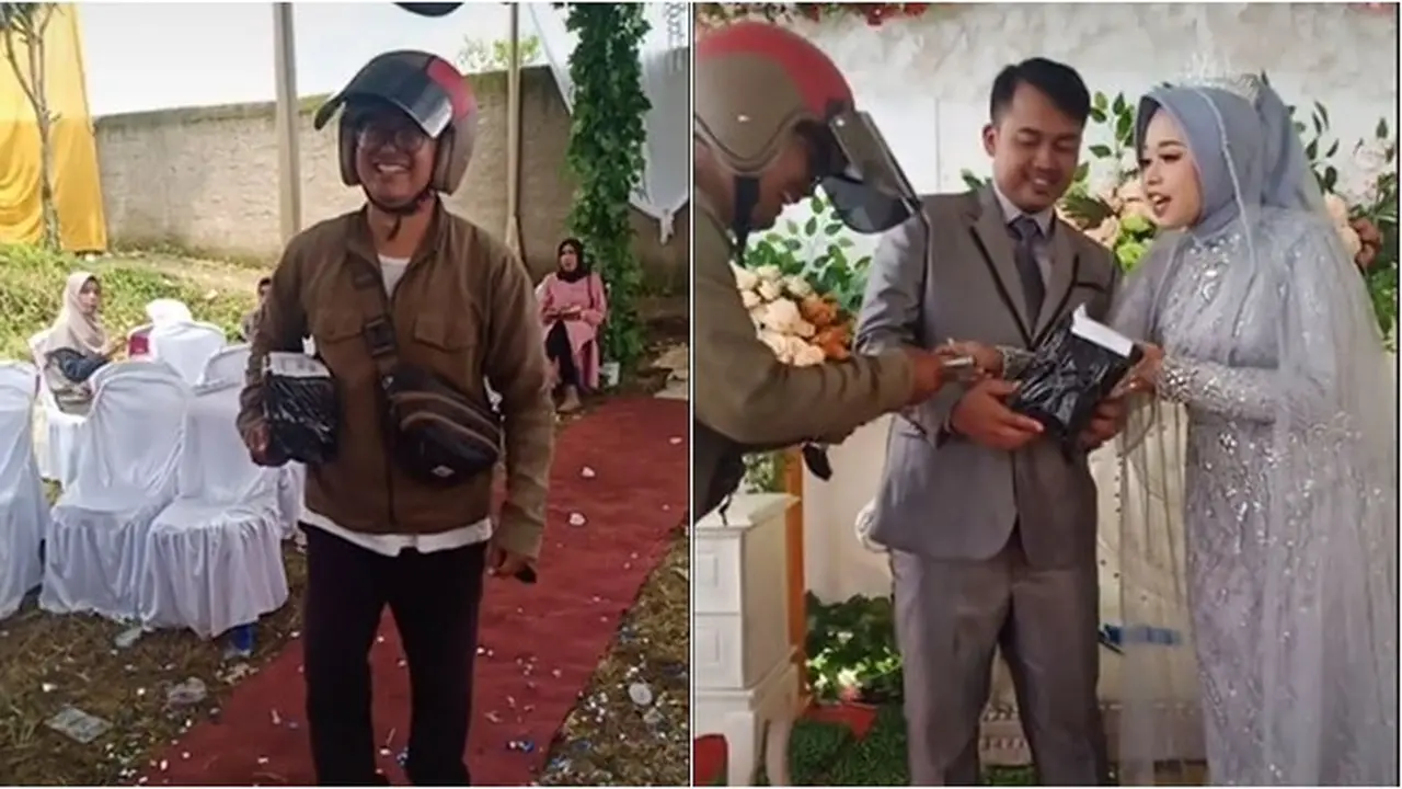 Kurir Antar Paket COD saat Penerima Sedang Gelar Resepsi, Bayar di Pelaminan