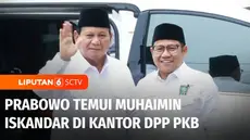 Prabowo Subianto menemui Ketua Umum PKB, Muhaimin Iskandar di kantor DPP PKB di Jakarta Pusat. usai ditetapkan menjadi Presiden terpilih pada Rabu petang. Usai pertemuan, Gerindra dan PKB berkomitmen dan akan menjalani kerjasama lebih produktif untuk...