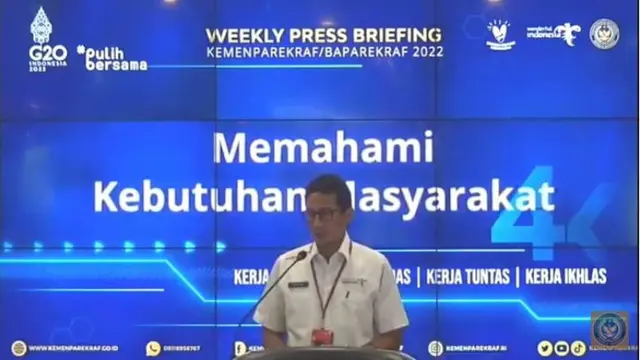 Menparekraf Sandiaga Uno di Weekly Press Briefing