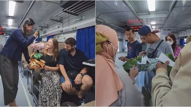 Potret Suasana Kereta Api Ramai Pedagang Asongan, Bikin Penumpang Nostalgia