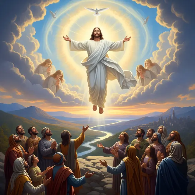 Background Kenaikan Yesus Kristus (Image by Gemini AI)