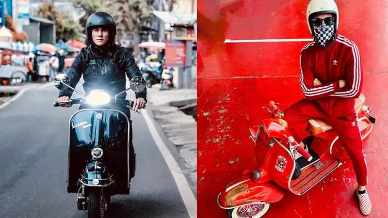 Tampil Keren, Ini 7 Gaya Vino G Bastian Riding dengan Vespa Klasik