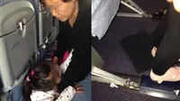 Penumpang pesawat terbang mengalami perjalanan yang buruk saat melihat seorang nenek mempersilahkan cucunya buang air kecil tepat di hadapan