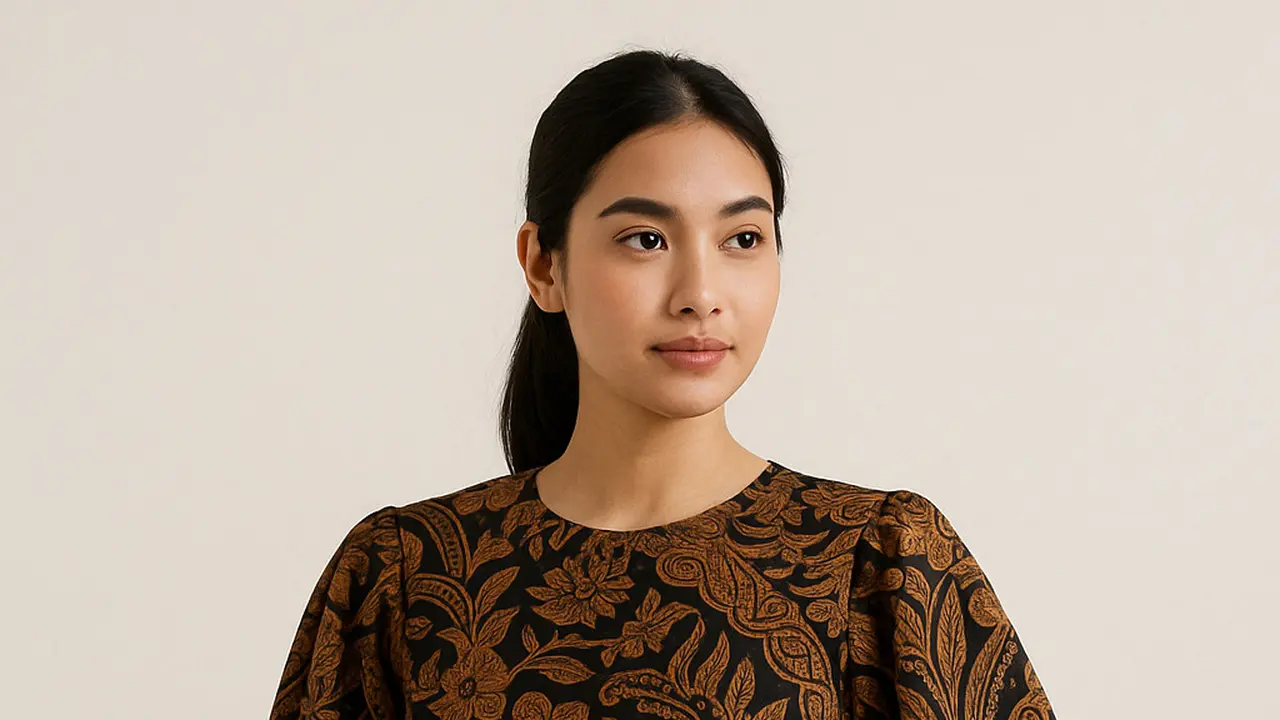 Tunik Batik Katun Belah Samping Lengan Puff