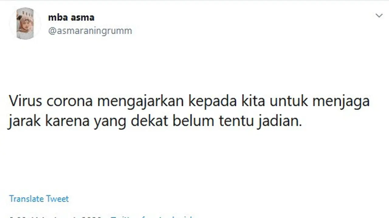 cuitan warganet jaga jarak
