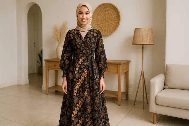 6. Gamis Batik Kimono Style