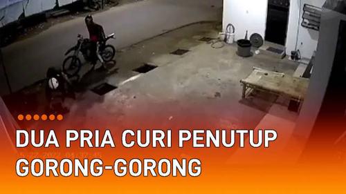 VIDEO: Pakai Motor Trail, Dua Pria Curi Penutup Gorong-Gorong Terekam CCTV