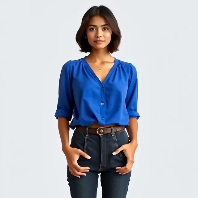 Ilustrasi warna royal blue untuk kulit sawo matang