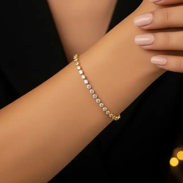 Model Gelang Emas 1 Gram Kombinasi Rantai dan Batu Zircon (Image by Gemini AI)