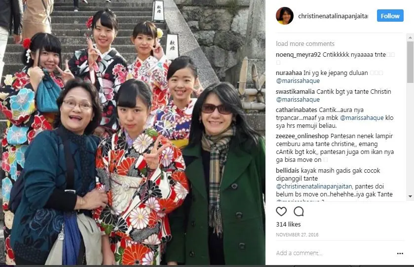 Christine Panjaitan liburan ke Jepang | foto : instagram
