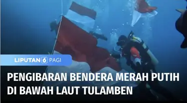 Sejumlah penyelam di Tulamben, Karangasem, Bali, menggelar upacara pengibaran bendera di dasar laut. Selain untuk mengekspresikan kecintaan terhadap negeri, acara ini sekaligus untuk memperkenalkan keindahan bawah Laut Tulamben.