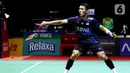 Pria kelahiran Jakarta akhirnya sukses membalikkan keadaan dan menuntaskan gim pertama dengan skor 21-17. (Liputan6.com/Helmi Fithriansyah)