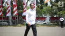 CEO Gojek Nadiem Makarim tiba di kompleks Istana, Jakarta, Senin (21/10/2109). Kedatangan Nadiem berlangsung jelang pengumuman menteri Kabinet Kerja Jilid II oleh Presiden Joko Widodo atau Jokowi. (Liputan6.com/Angga Yuniar)