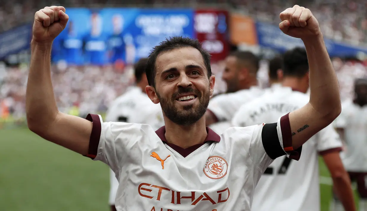 Bernardo Silva yang kini tengah menjalani musim ketujuh bermain di Premier League bersama Manchester City hingga kini telah mengoleksi total 39 assist di Premier League Liga Inggris dari 213 laga hanya bersama The Citizens. Manchester City mendatangkannya pada awal musim 2017/2018 dari AS Monaco dengan nilai transfer 50 juta euro. (AFP/IKImages/Ian Kington)