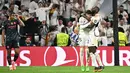 Gol Federico Valverde pada menit ke-79 mengubah skor menjadi imbang 3-3 serta menggagalkan kemenangan Manchester City atas Real Madrid di Stadion Santiago Bernabeu. (JAVIER SORIANO/AFP)