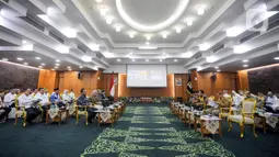 Ketua MPR RI Bambang Soesatyo mematangkan persiapan penyelenggaraan Sidang Tahunan MPR RI Tahun 2023 bersama pimpinan MPR RI lainnya yang rangkaiannya akan digelar pada 15 hingga 16 Agustus 2023. (Liputan6.com/Faizal Fanani)