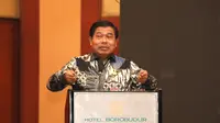 Sekjen Kemendagri Suhajar Diantoro pada Rapat Koordinasi Pusat dan Daerah Peningkatan Kualitas Penyusunan Dokumen Perencanaan Pembangunan Daerah Berbasis Data di Hotel Borobudur Jakarta, Kamis (12/1/2023).
