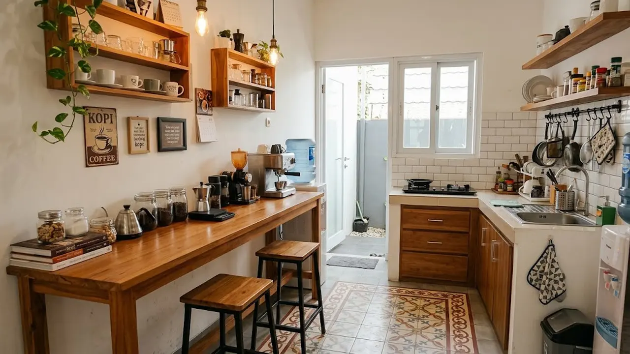 9 Desain Dapur Sederhana untuk yang Suka Ngopi di Rumah, Hangat dan Estetik