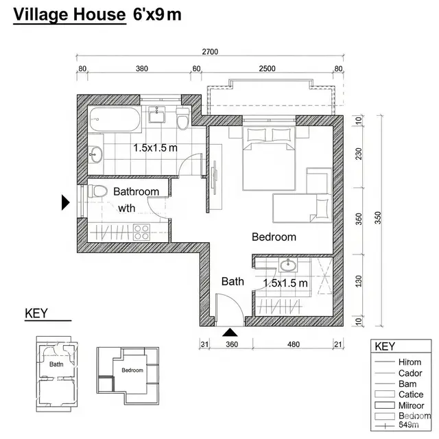 12 Gambar Denah Rumah Sederhana Ukuran 6x9 di Kampung, Hemat Lahan dan