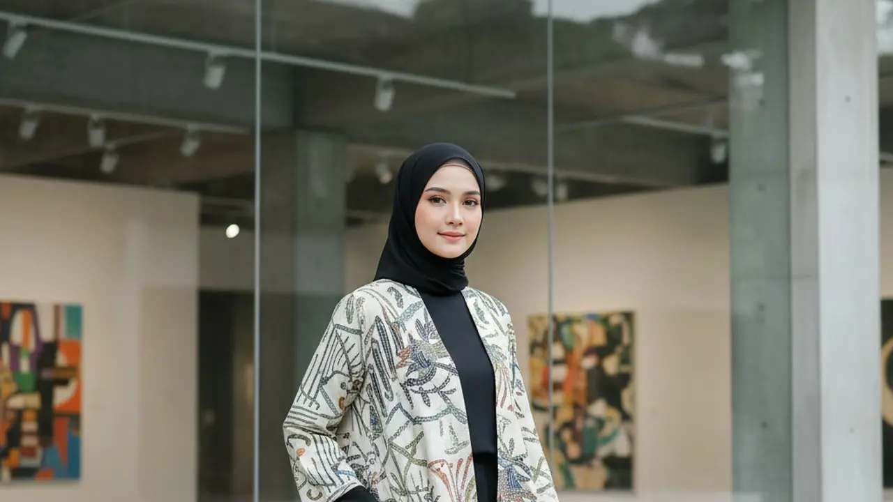 Model Outer Batik Panjang Layering