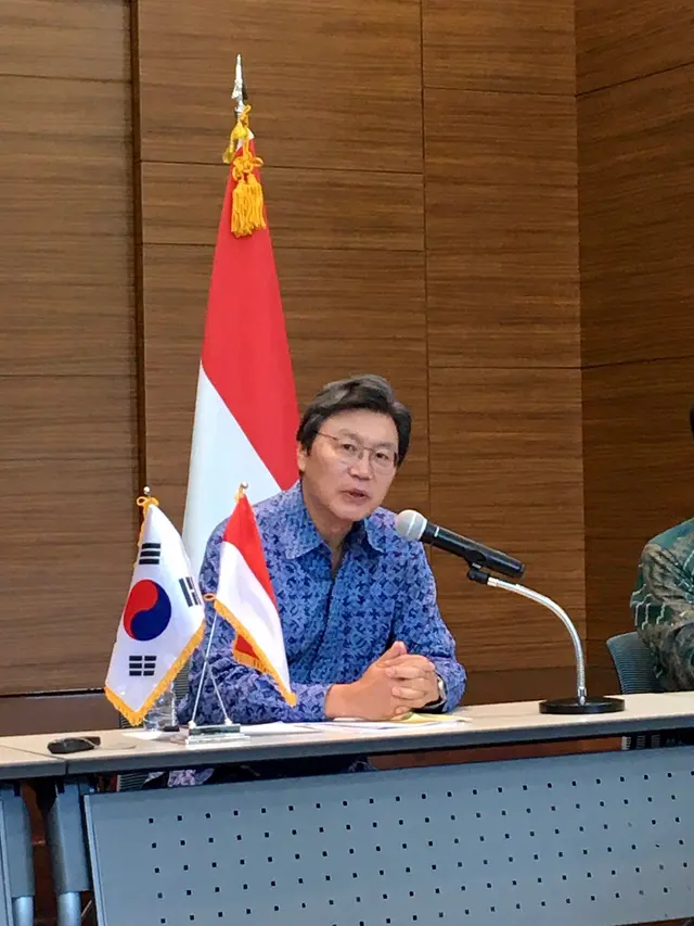 Duta Besar Republik Korea Selatan untuk Indonesia Kim Chang-Beom pada Press Conference Paparan Duta Besar Republik Korea, Selasa (14/1/2020).