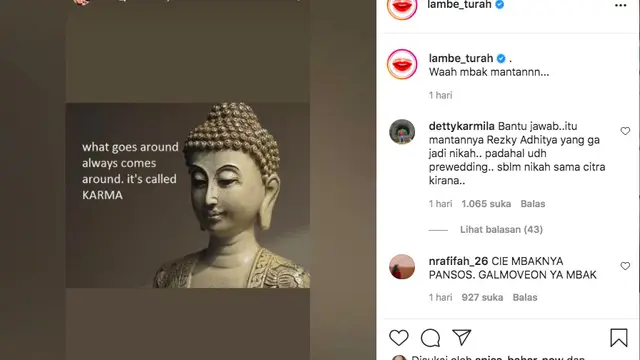 Unggahan Razer Patricia. (instagram.com/lambe_turah)