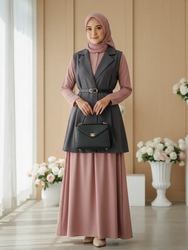 7 Model Gamis Terbaru Kombinasi Rompi, Tampil Modis dan Elegan untuk Segala Acara