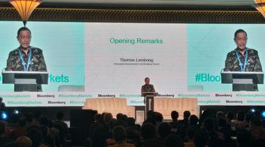 Kepala BKPM, Thomas Lembong memaparkan transformasi ekonomi Indonesia di forum modern market di Nusa Dua, Bali