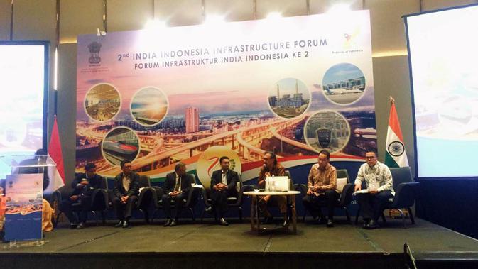 Dalam Forum Infrastruktur India Indonesia, hadir sejumlah pemangku kebijakan dalam sesi panel (Liputan6.com / Siti Khotimah)
