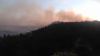 Kepulan asap tebal terbang hingga ratusan kilometer akibat kebakaran lahan yang meluas di Southern California, Amerika Serikat (Twitter @SanBernardino)
