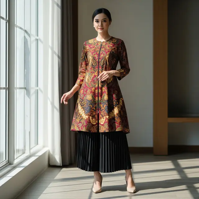 Model Atasan Batik Wanita Elegan Tunik