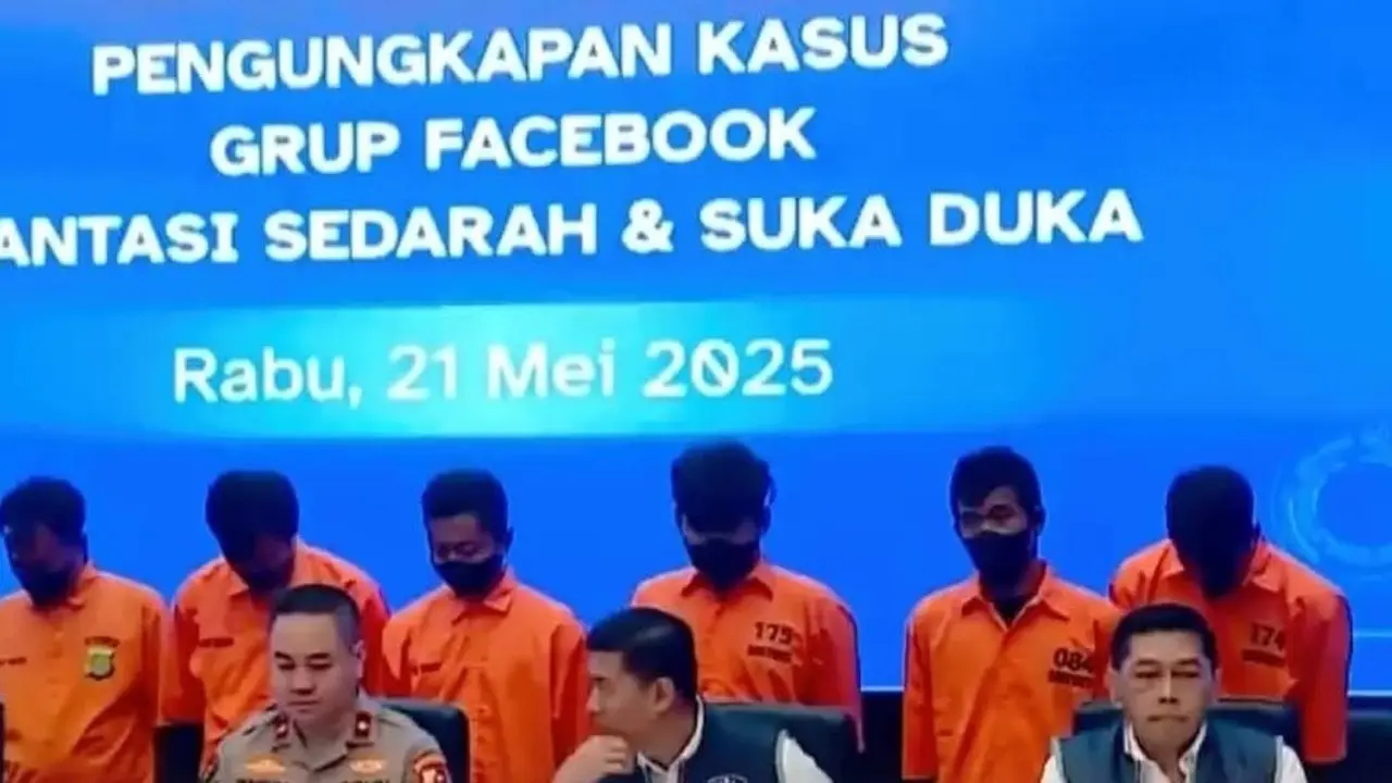Konferensi pers pengungkapan kasus Grup FB Fantasi Sedarah dan Suka Duka. (Foto: Istimewa/Arief Pramono)