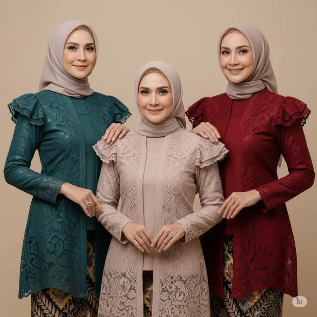 Rekomendasi Model Kebaya Ibu-ibu Hijab Terbaru 2025. Foto: Gemini