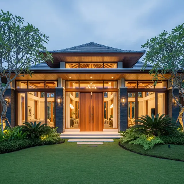Rumah Kampung Modern 1 Lantai dengan Bukaan Lebar (Gemini AI)