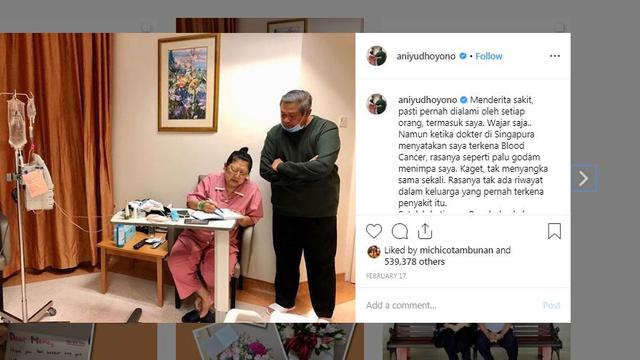 Unggahan Instagram Ani Yudhoyono