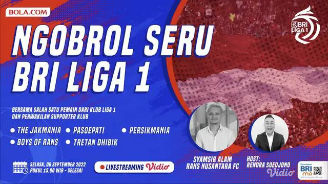 Berita video acara Ngobrol Seru BRI Liga 1 bersama pemain RANS Nusantara FC, Syamsir Alam, dan beberapa perwakilan suporter klub, Selasa (6/9/2022) sore hari WIB.