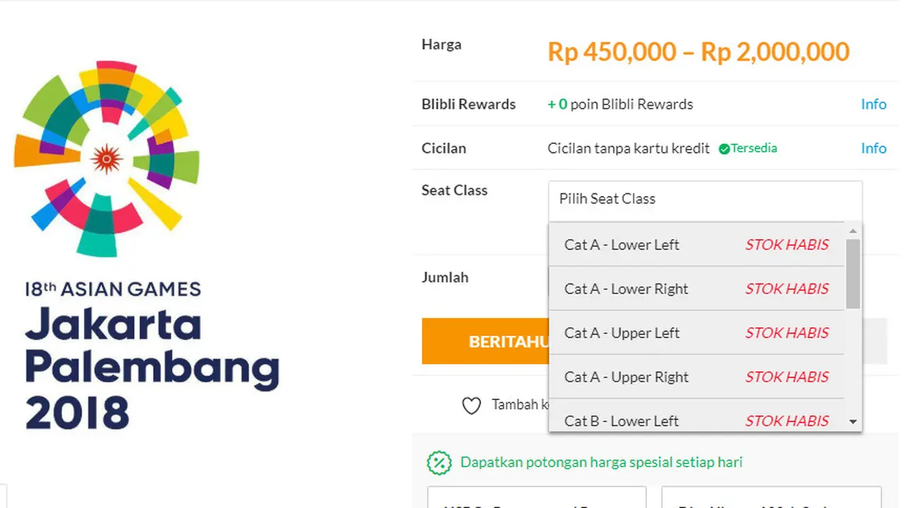Tiket Closing Ceremeony Asian Games 2018 ludes di Blibli
