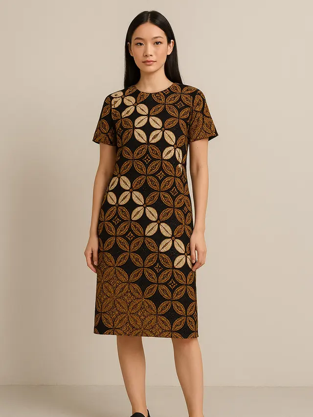 Model Dress Batik Klasik Motif Kawung Modern