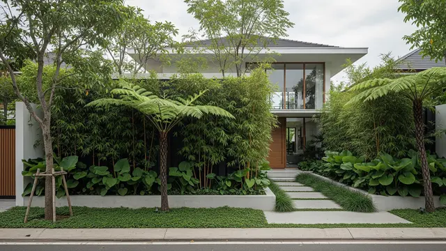 Gambar Rumah dengan Taman Depan sebagai Buffer