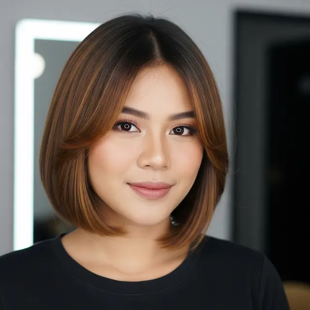 Model Rambut Warna Coklat Caramel Dengan Potonan Bob